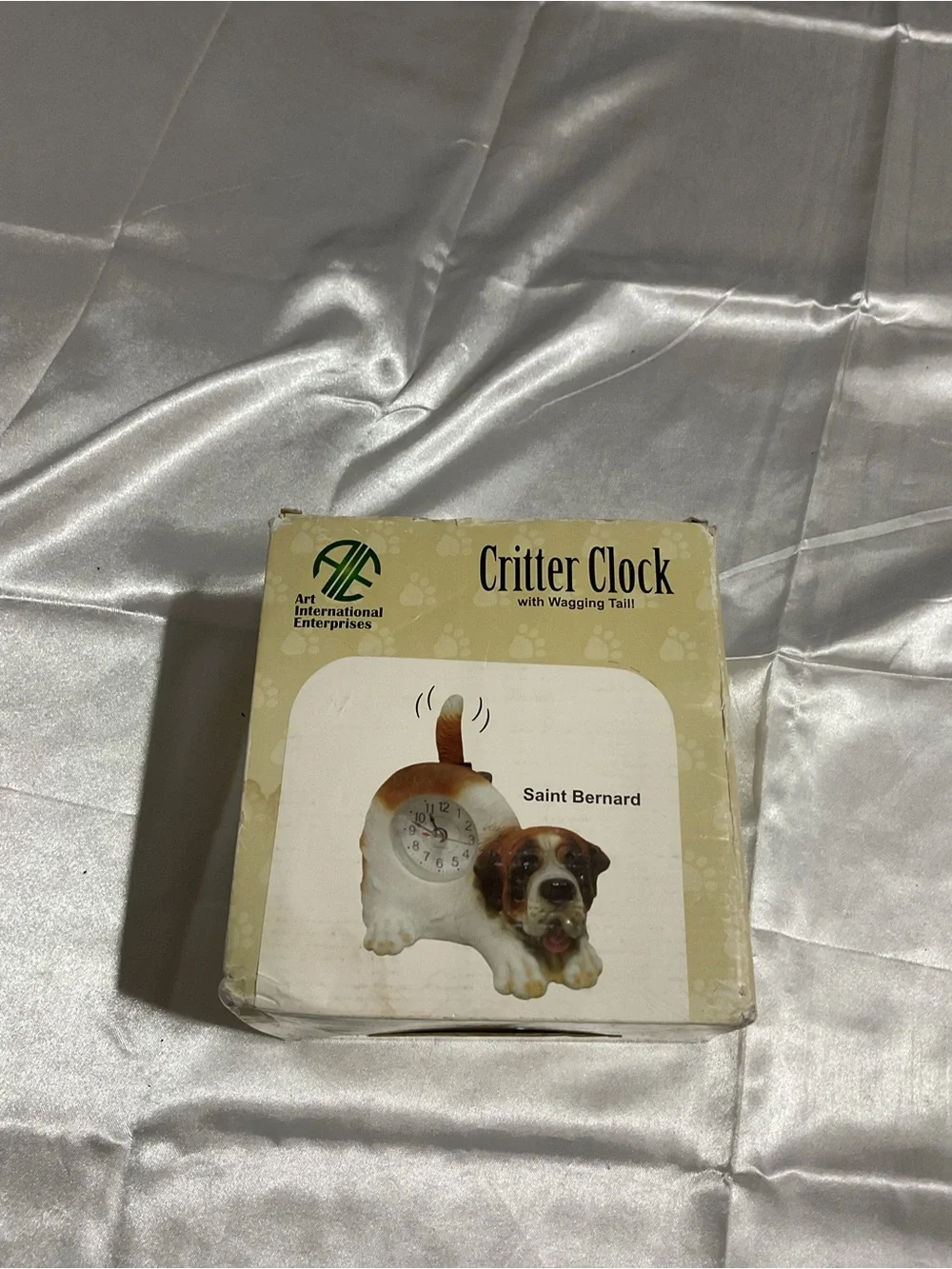 Critter Clock Saint Bernard Dog Alarm Clock - Beige Box
